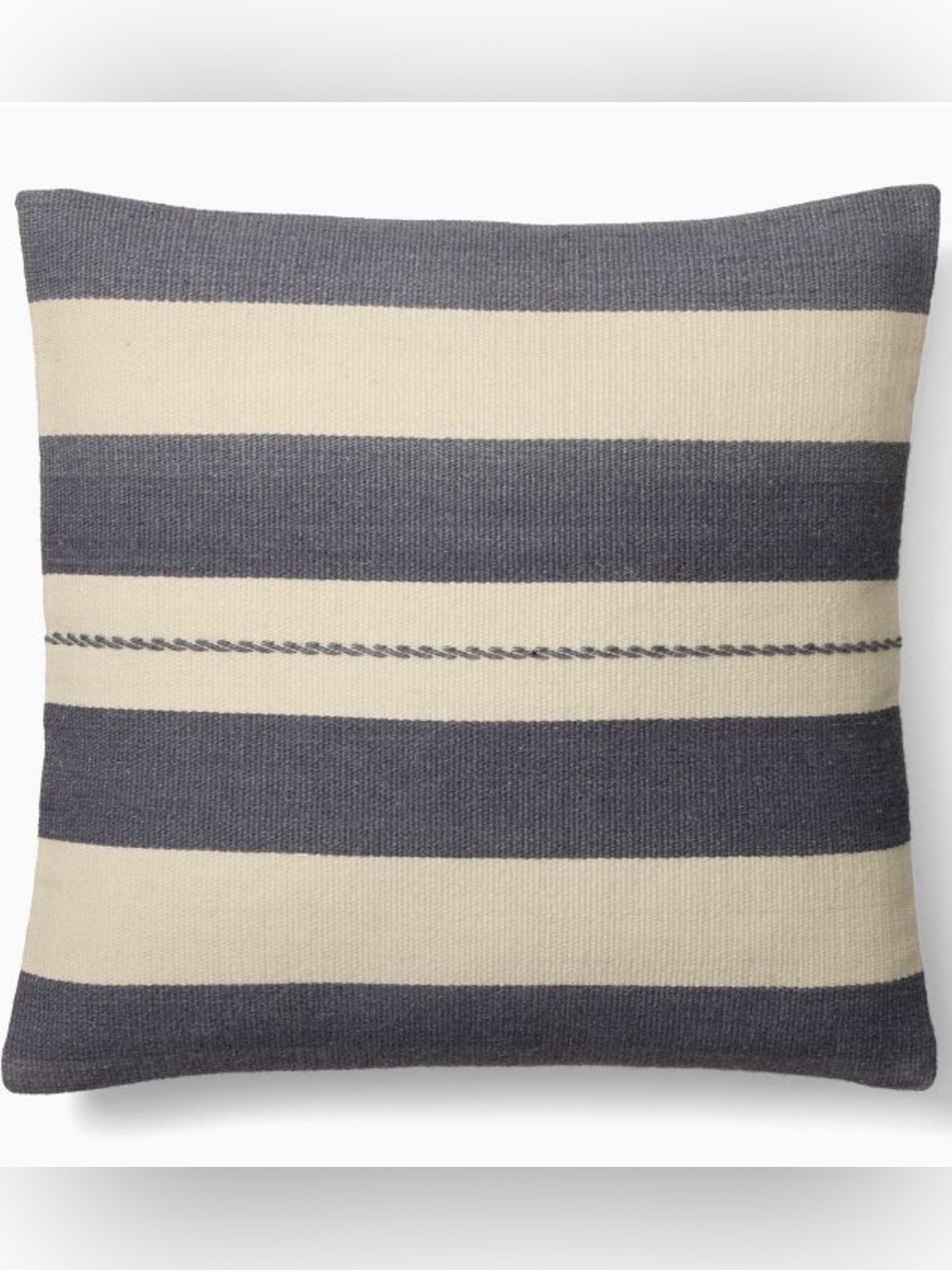 West Elm Broad Wool Stripe Pillow Cover 20x20 Graphite NWT Rare Handwoven